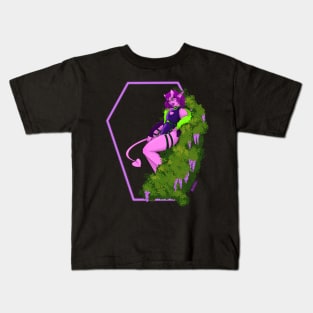 purple demon with plants Kids T-Shirt